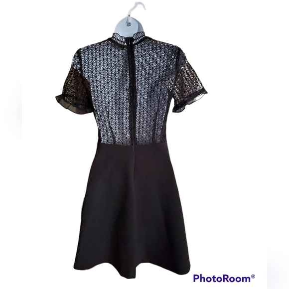 Zara Black Lace Mini Dress Size XS - Picture 6 of 11